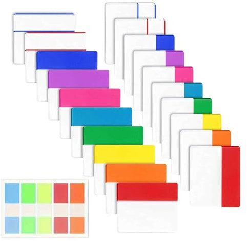 500 Stück Selbstklebende Tabs, Index Haftmarker 25 Sets 10 Farben, Farbige Seitenmarkierungen, Repositionierbare Bandfahnen, Haftnotizen Tabs, Sticky Notes für Buchseiten Oder Marker