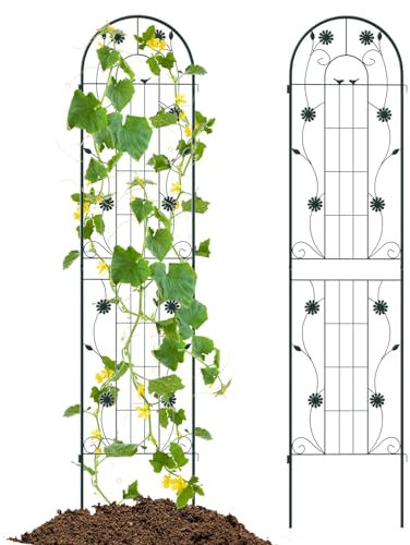 GOPLUS 2/4-teiliges Rankgitter aus Metall, Rankhilfe 180/220cm hoch, Sichtschutz Garten, Rosenspalier, Ranknetz, Rankgitter Balkon, Rankhilfe für Kletterpflanzen (Grün-2 Stücke,220 x 50 cm)