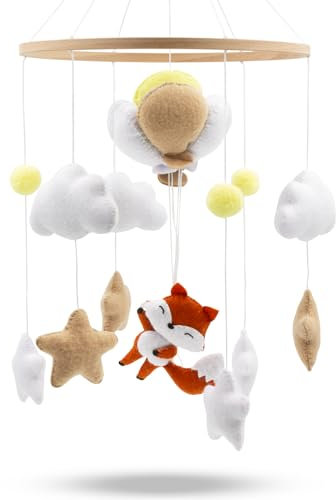 Baby mobile frecher Fuchs – Baby Mobiles mit Holzring und süßen Tierchen – Perfektes Mobile für Babybetten oder als Babyzimmer Deko.