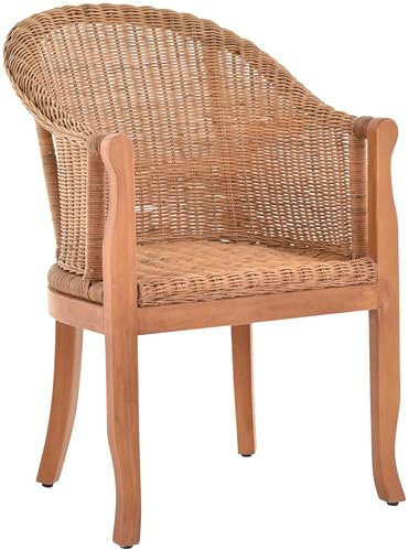 korb.outlet Rattan-Sessel mit Holzbeinen, Sessel aus echtem Rattan - Rattanstuhl Club (Natur mit Pinienholz)