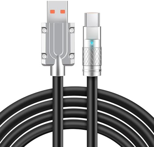 CABLEPELADO Cable USB C 6A Tipo C macho - Tipo A macho, Cable USB-C a USB-A, Cable de carga y sincronización USB Tipo C a Tipo A, 6V / 120W, Cable Silicona, Conexión Aleación de Zinc, 1 Metro, Negro