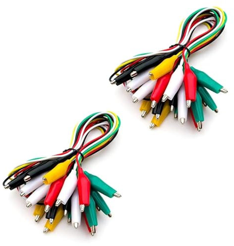 20 Stück Krokodilklemmen mit Kabel, Prüfleitungen mit Krokodilklemmen Doppelendige Messleitung (50 cm)