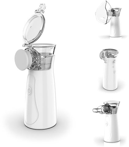 Inhalationsgerät Vernebler,USB Wiederaufladbar,Geräuscharmes Inhalator mit Mundstück,Inhalator Vernebler für Kinder und Erwachsene,Behandlung von Atemwegserkrankungen,für den Heim- und Reisegebrauch