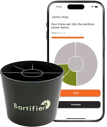 Bartifier Máquina portátil para hacer cócteles – 380 cócteles y 100 cócteles sin alcohol, impulsado por una aplicación. Kit de bar para el hogar, juego de fabricación de cócteles. Regalo para hombres,