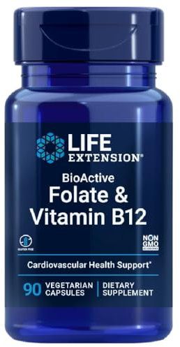 Life Extension - BioActive Folate & Vitamin B12 | Optimale Unterstützung für Zellgesundheit und Energieproduktion - 90 Kapseln