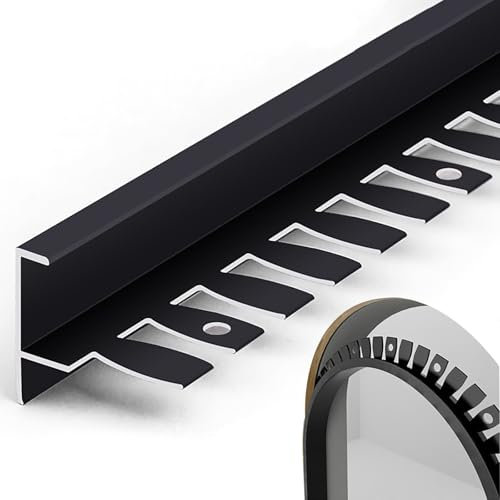 Raouoae Fliesenkanten Schutz Biegbar F-Form Fliesenabschlussprofil Treppenkantenprofil 135cm 2 Stück Metallprofil Stufenkantenprofil Für Laminat(Black,Höhe: 8mm)