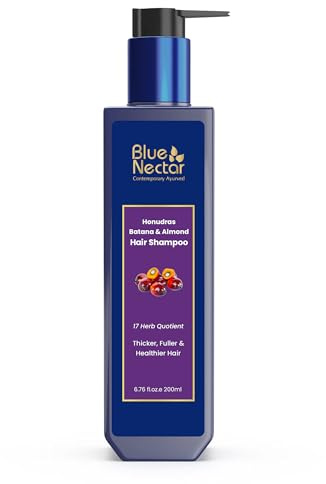 Blue Nectar Batana & Almond Hair Shampoo for Thicker & Fuller Hair | Sulphate Free | All Hair Types (17 Herbs, 200ml)
