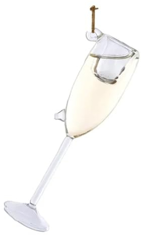 itsisa Baumschmuck Champagner Glas Weiss (mit Flüssigkeit gefüllt) - Baumkugel Sekt Champagne, Weihnachtsdeko, Christbaumkugel