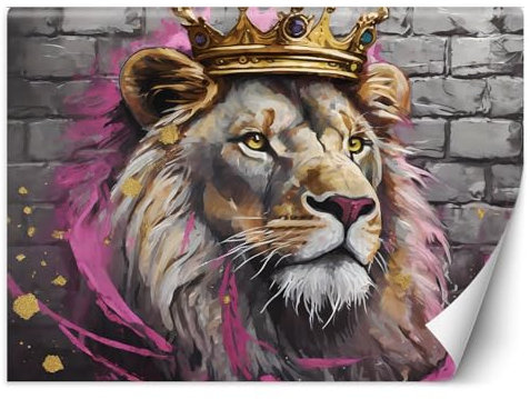 Feeby Papier peint mural - Papier peint 3d - Papier peint structuré Vinyle - Roi Lion Rose - 400x280 cm Decoration murale - Tapisserie murales papier peint - deco murale
