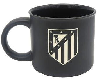 CyP Brands- Atlético de Madrid, Taza, Taza Cerámica, Desayuno, Menaje, Tazas Originales, Color Negro, Producto Oficial