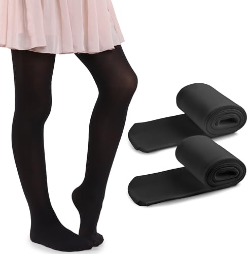 MANA MANA Lot De 2 Et 3 Collants Unis Pour Filles – Collants Opaques Pour Enfants Pour L'école, La Danse, Le Ballet – Doux Et Élégants, 40 Den, Fabriqués En Italie, 2 Et 3 Paires