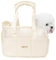 ONECUTE Hundetasche für Kleine Hunde, Katzen & Kaninchen – Klappbare Tragetasche mit Sicherheitsverschluss, Belüftungsmesh & Seitentaschen – Praktischer Reise-Carrier (Beige durchlässig,34x16x25 cm)