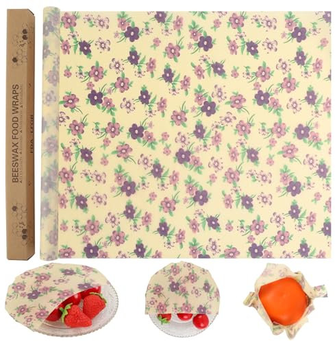 GmeDhc 1 Rollo 33 × 100 cm Papel Encerado, Envoltorio Cera De Abeja, Papel Encerado para Alimentos, Sándwich,Queso,Frutas etc.Reutilizable Envolver, Lavables