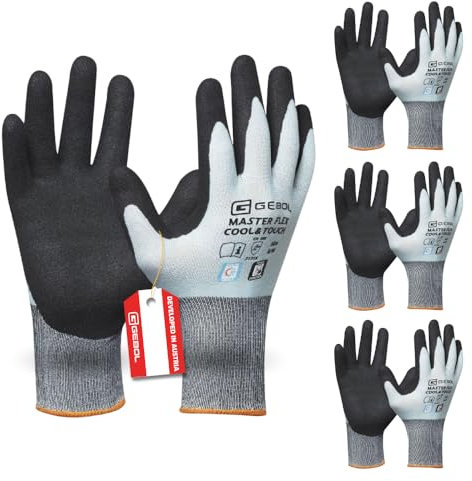 Gebol Master Flex Cool&Touch, 3 Paar kühlende Arbeitshandschuhe gegen Schweiß, Touchscreen geeignet, atmungsaktiver Schutzhandschuh für Herren, angenehm zu tragen, Größe XL (Gr. 10), Eisblau