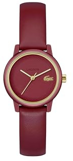 Lacoste Uhr mit DREI-Zeiger-Quarzwerk für Damen Kollektion Lacoste.12.12 Swift mit Lederarmband – Erhältlich in Denimblau, Schwarz, Weiß, Taupe oder Bordeaux