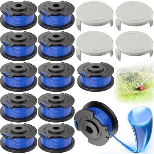 SaiXuan 12 Bobine + 4 Coperture per Tagliabordi, Compatibile con Testina Modello AC14RL3A e AC14HCA, Ricambio Filo in Nylon Ø1,65mm x 3,35m, per Decespugliatori a Batteria 18V 24V 40V