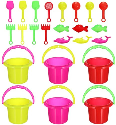 SUPVOX 24Pezzi Secchielli Da Spiaggia Per Giocattoli Colorati Per Divertimento Al Mare Facili Da Impugnare e Trasportare