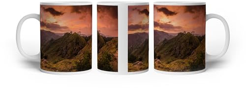 deyoli Tasse à motif de magnifiques montagnes – majestueuse et silencieuse 300 ml en céramique blanche/tasse à café/idée cadeau