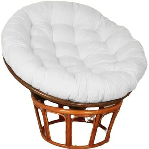 JORTUIO Rundes Polster für Papasansessel,Ersatzpolster Papasan,Bodenkissen Gepolstert Sitzkissen Krabbeldecke Hängesessel Für Korbsessel Outdoor Gartenmöbel Sitzauflage Auflage(Weiß,130x130cm)