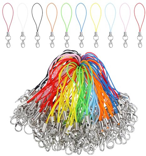 100 Stücke Einfache Handy Lanyard Strap Handyanhänger Schlaufen mit Karabiner Schlüsselring mit Kette Armband Verschlüsse für Schlüssel Schlüsselanhänger Handyanhänger USB Schüsselanhänger