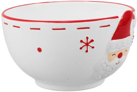 CIYODO Bol de Cerámica Santa Claus para Servir Ensaladas y Arroz Decorativo para Fiestas Navideñas y Diario Casa y Restaurantes