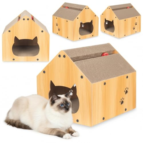 COIL Kratztonne, Katzenhöhle, Katzenkratzbaum, Katzenbett, Katzenliege, Umweltfreundliches Bett, Kratzpappe, MDF, (Höhe: 34,5 cm)