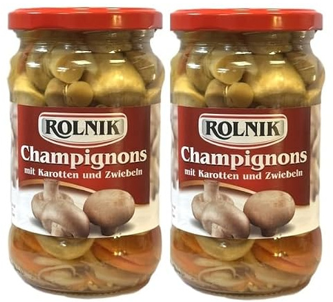 2er Pack Rolnik Champignons mit Karotten und Zwiebeln 2x 320 g (Abtropfgewicht: 2 x 190 g)