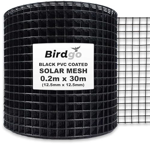 Birdgo 30m Black PVC Coated Solar Proofing Bird Mesh - Prevention Control Barrier to Stop Pigeons Nesting Under Roof Solar Panels