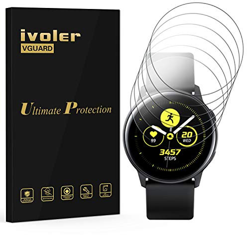 VGUARD 6 Piezas Protector de Pantalla para Samsung Galaxy Watch Active 2 44mm, [Cobertura Completa] [líquida Instalar] [No Burbujas] HD Transparente TPU Suave láminas Protectora