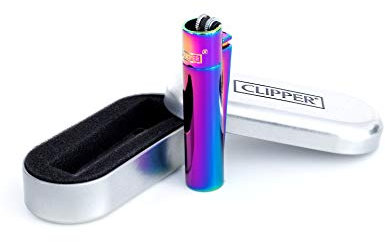 Clipper Rainbow Metall-Feuerzeug, mit Feuerstein, unterschiedliche eisige (ICY) Farben
