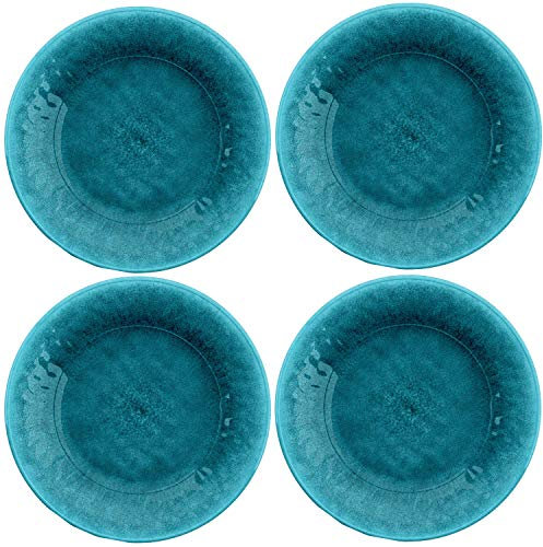 Potters Reactive Glaze Teal/Blue 21.5cm Melamine/Plastic Side Plates - Set (4)
