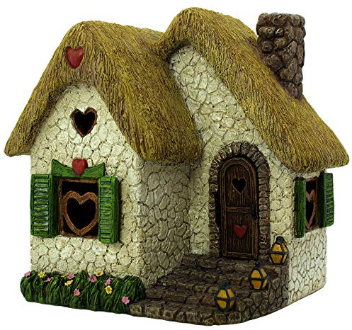 PRETMANNS Feenhaus für draußen - 17,8 cm hoch mit Tür zum Öffnen - stabiles Feengartengebäude - Miniaturgarten-Zubehör Zubehör Zubehör