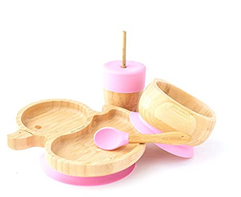 eco rascals 793591755670 Plato Infantil, Bambú, Rosa