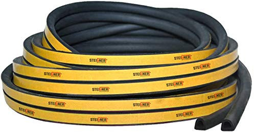 STEIGNER - 100m Gummidichtung SD-54 SCHWARZ 12x10mm Gummiprofil Dichtung selbstklebend Hohlkammerprofil Moosgummi Tür Fenster