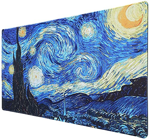 Extended Gaming Mouse Pad,BetterRain 3mm Thick X-Large Non-Slip Rubber Base Mousepad with Stitched Edges,Non-Slip Base,Waterproof Keyboard Mouse Mat Desk Pad (Starry Sky)