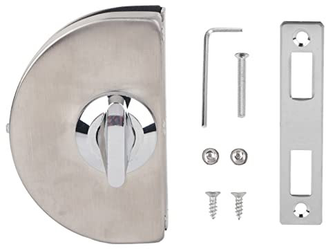 Serrure en Verre Montée, Acier Inoxydable 10-12 Mm Serrure de Commande Coulissante sans Perçage Serrure de Porte en Verre Simple sans Cadre pour Salle de Bain de Bureau