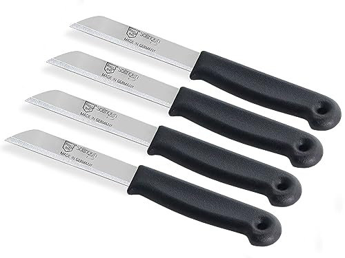 Schälmesser Set Gemüsemesser aus Solingen Kleines Küchenmesser Made in Germany Allzweckmesser mit Scharfem und Präzisem Schnitt aus Rostfreiem Edelstahl in Klein und Groß Schwarz (4, Lang)