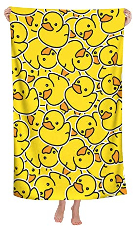 HUIANBPO Niedliches Mikrofaser-Strandtuch mit Entenmuster, 81,3 x 132,1 cm, große Badetücher für Kinder und Erwachsene, schnell trocknend, saugfähig, sandfrei, Handtuch für Badezimmer, Pool, Dusche,
