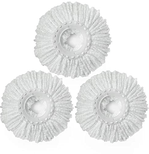 Confezione da 3 testine di ricambio per mocio rotante a 360°, in microfibra, facili da pulire, forma rotonda, dimensioni standard
