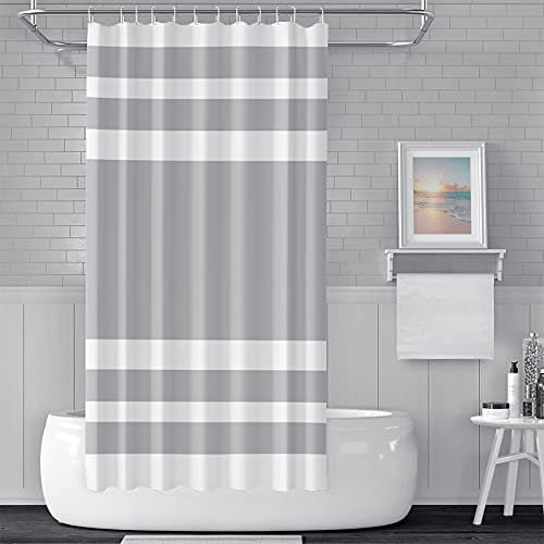 SDOTPMT Rayure Gris-Blanc Rideau de Douche Lignes Droites symétriquesRideau de Bain Étanche Abstrait Rideau pour décor de Salle de Bain 180x180cm avec Crochets