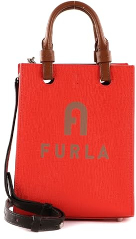 Furla Leder Handtasche Umhängetasche Varsity Style Mini Tote Spritz + Greige hellrot