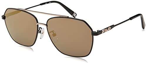 Fila SFI216 Brille, Shiny Black with Shiny Rose Gold Parts, 57 Unisex Erwachsene, Shiny Black With Shiny Rose Gold Parts