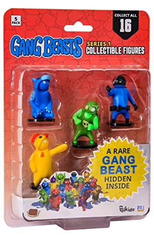 Toikido Gang Beasts Action Figure Toys 2.5 Inch Kids Toys Collectable Action Figures for Boys & Girls 5 Pack Incl. 1 Hidden Rare Character Toy Official Gang Beasts Toys from (Edition 1)