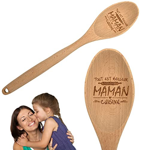 ERNESTINE,Cuchara de madera mamá cocina personalizada con texto,regalo mamá cocina,regalo mamá cumpleaños Navidad día de la madre,utensilio madera natural grabado,fiesta mamás espátula de madera
