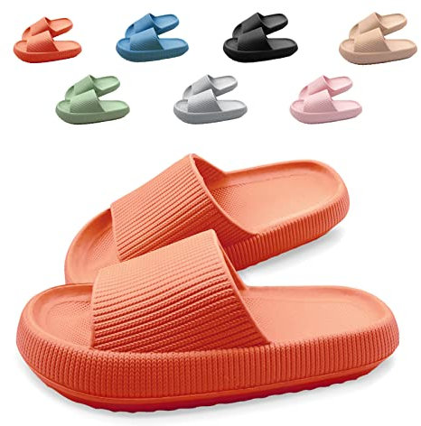 Neteson Zapatilla de Baño Mujer Hombr Antideslizante Chanclas Nube Ducha Sandalias Piscina Playa Comodas Pantuflas Verano Casa Jardín Slippers(Naranja, 36/37EU)