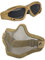 tryway Taktische Airsoft-Maske und Schutzbrille, Halbgesichts-Totenkopf-Maske mit Airsoft-Brille für Outdoor-CS-Spiel und Jagd (Khaki)