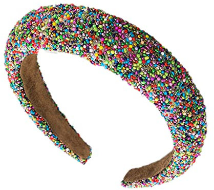 1PCS Breite Alice Bänder Strass Stirnbänder Glitter gepolstert Haarschmuck Kristall verschönert Perlen Haarband elastisch kein Rutschen Kopfbedeckung für Frauen