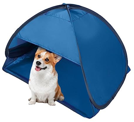 URROMA Tente de Camping Pop-up pour Chien et Chat - Jeu Extérieure Bleue, Abri Solaire Portable pour Animaux de Compagnie, Chiots, Chatons, Taille L