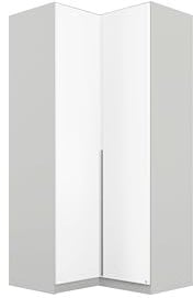 Rauch Möbel Alabama Eckschrank Schrank Kleiderschrank Weiss / Grau, 2-türig, inkl. Zubehörpaket Basic, 1 Kleiderstange, 5 Einlegeböden, BxHxT 100x210x102 cm