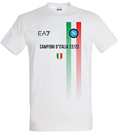 SSC NAPOLI T-Shirt CELEBRATIVA Campioni d'Italia 22/23, Adulto, 3XL, Bianco